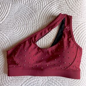 Red gold bedazzled audition top for pro cheer / pro dance